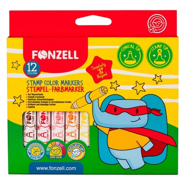 ماژیک 12 رنگ استامپ دار فونزیل FONZELL 5004 STAMP COLOR ماژیک 12 رنگ استامپ دار فونزیل FONZELL 5004 STAMP COLOR